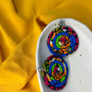 Large Blue Ankara Earrings - Circle of Life Earrings