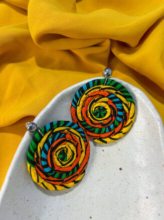 Large Yellow Ankara Earrings - Circle of Life Earrings