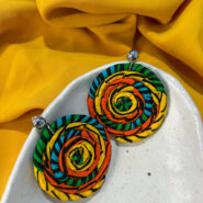 Large Yellow Ankara Earrings - Circle of Life Earrings